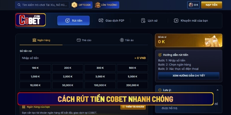 Cách rút tiền Cobet nhanh chóng